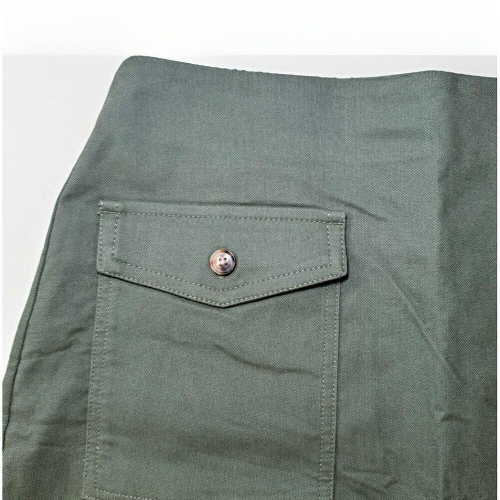 LOFT Womens A-line Skirt Size 6 Green Front Pockets Back Zip Fall - Picture 3 of 7